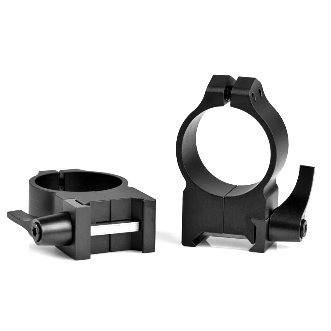 Warne Maxima 215LM quick detach rings for 30mm tubes at high height, product photograph