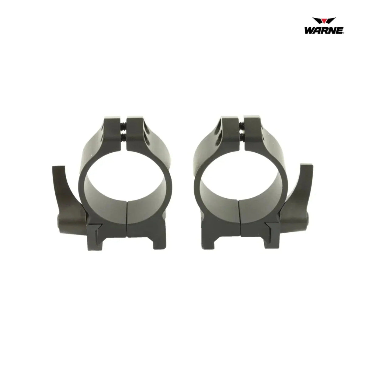 Warne Maxima 30mm low rings with quick-detach levers clamping to Picatinny and Weaver bases