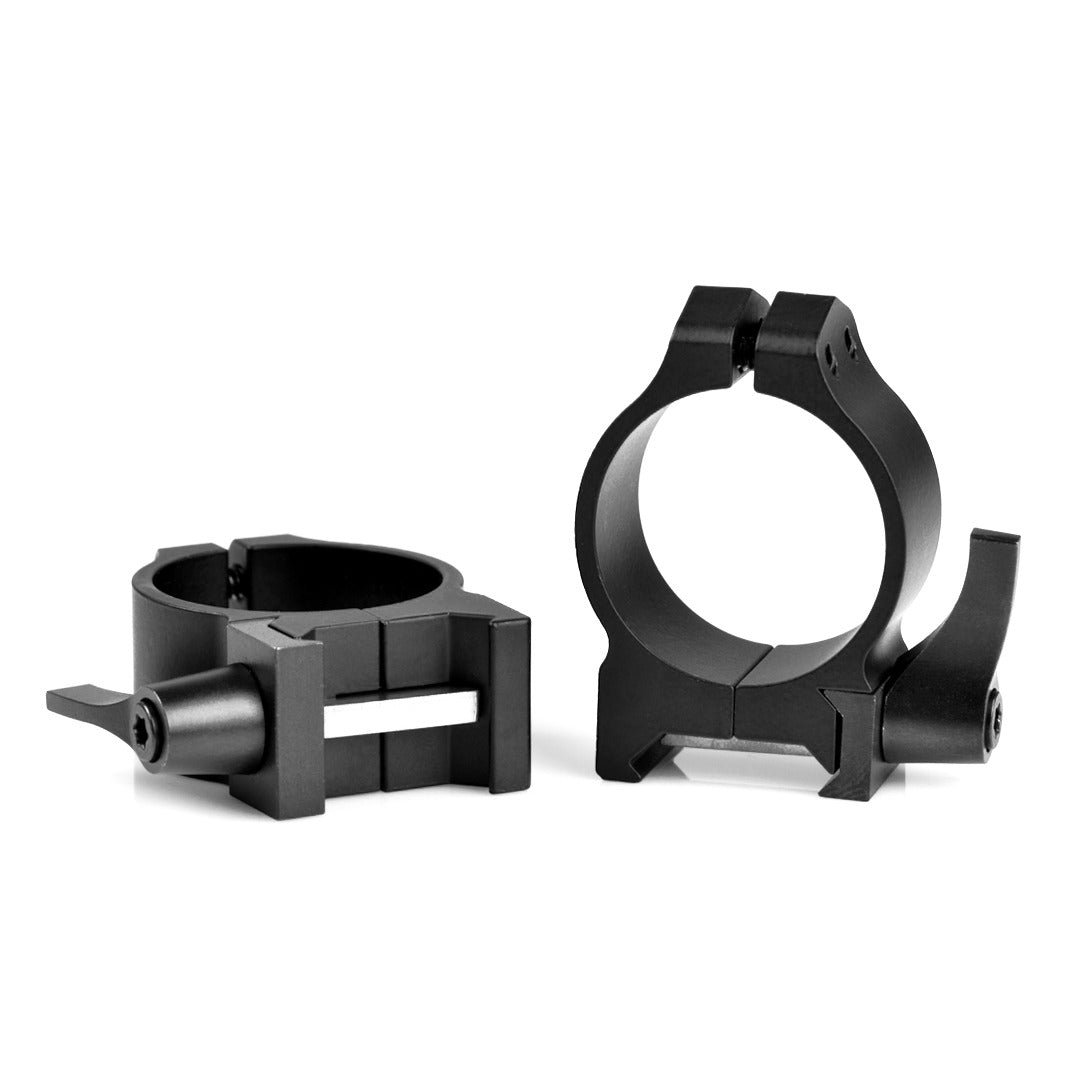 Warne Maxima 213LM quick detach rings for 30mm tubes at low height, product photograph