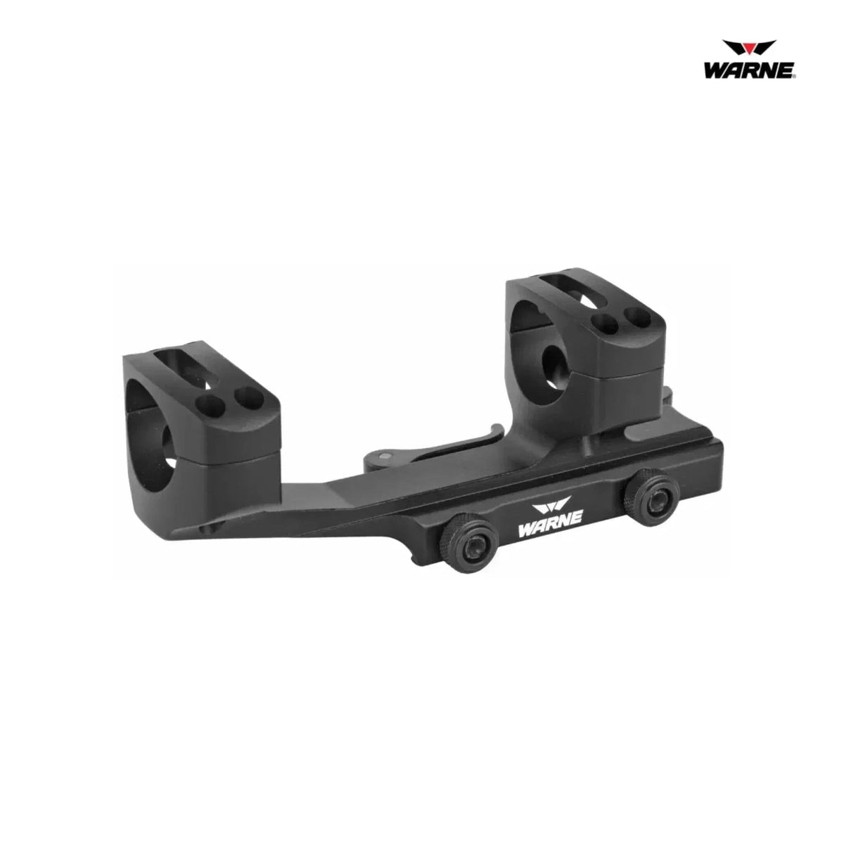 Warne QD X-SKEL 30mm matte black mount with quick-detach levers for return-to-zero removal